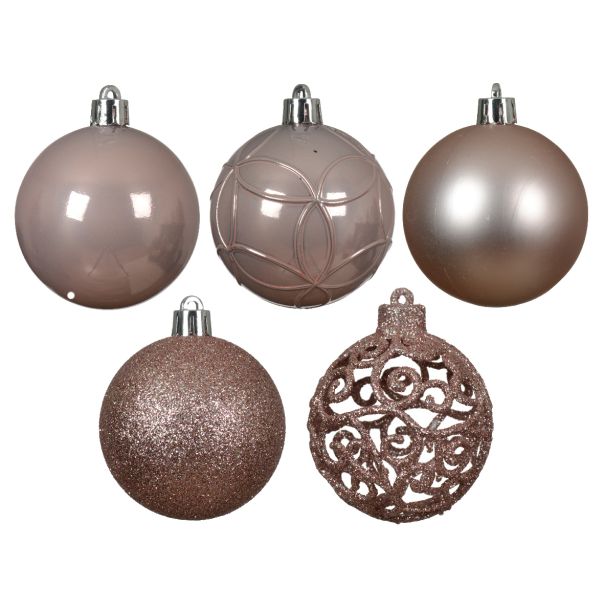 DECORIS Novogodišnje kugle za jelku, set 35/1 roze - KA021234