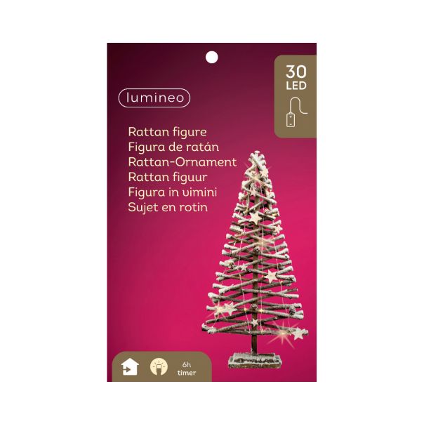 LUMINEO Dekorativna figura jelka 30 LED, ratan - KA481195