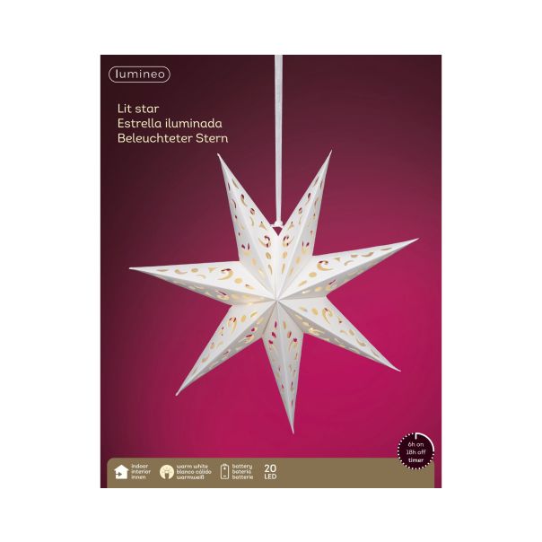 LUMINEO Dekorativna LED zvezda od kartona, 58cm - KA489421