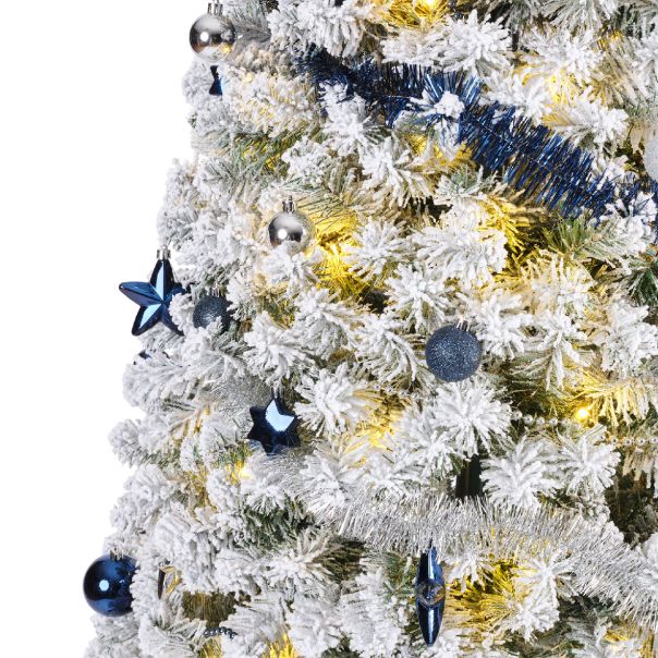 EVERLANDS Novogodišnja snežna jelka sa ukrasima i lampicama 180 cm - KA670225