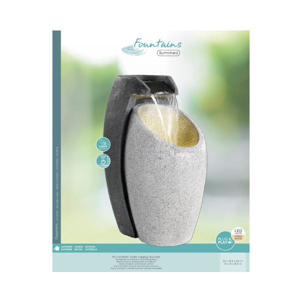 Fontana dekorativna ovalna sa transformatorom, sivo-bela, 45.5x33x65cm - KA892564