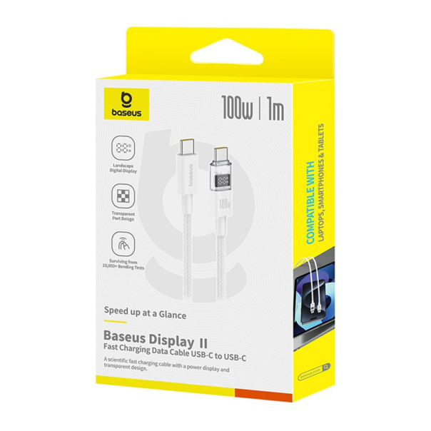 Kabel Baseus Display 2 Fast Charging Data Cable USB-C na USB-C 100W 1m Moon White - P10382702211-00