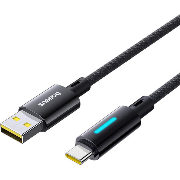 Kabel Baseus Lit Button-Control Fast Charging Data Cable USB-A na USB-C 100W 1m Cosmic Black - P10379002121-00