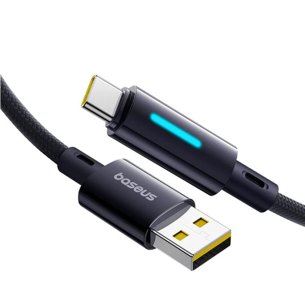 Kabel Baseus Lit Button-Control Fast Charging Data Cable USB-A na USB-C 100W 1m Cosmic Black - P10379002121-00