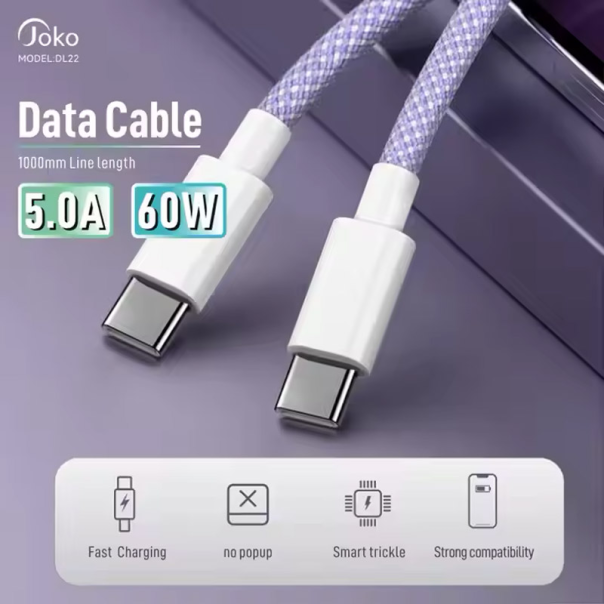 Kabel KONFULON Joko DL22 5A 60W Type-C na Type-C plavi 1m - 613539