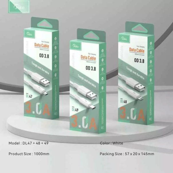 Kabel KONFULON Joko DL49 3A USB na Type-C beli 1m - 613537