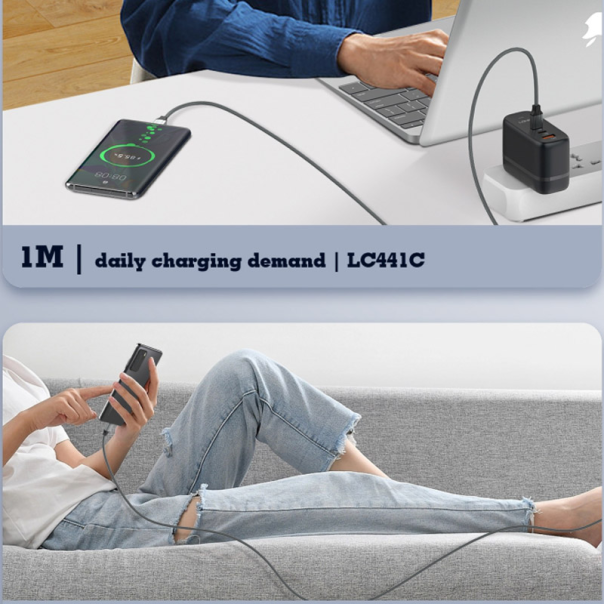 Kabel LDNIO LC441c 65w Type-C na Type-C sivi 1m - 614476