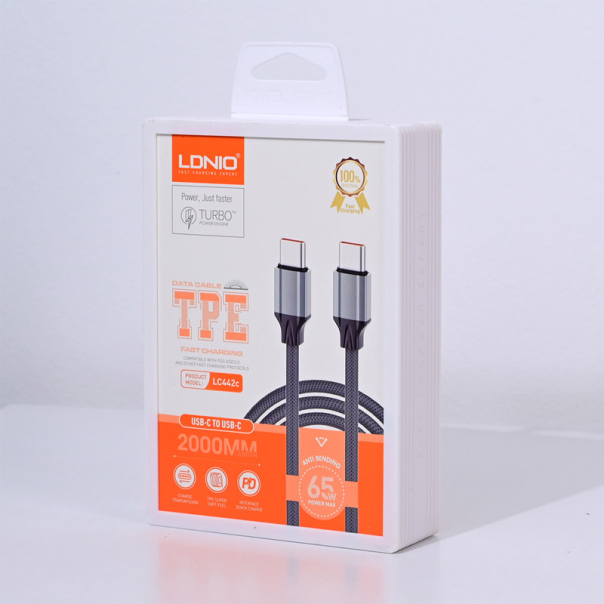 Kabel LDNIO LC442C 65w, Type-C na Type-C sivi 2m - 613823