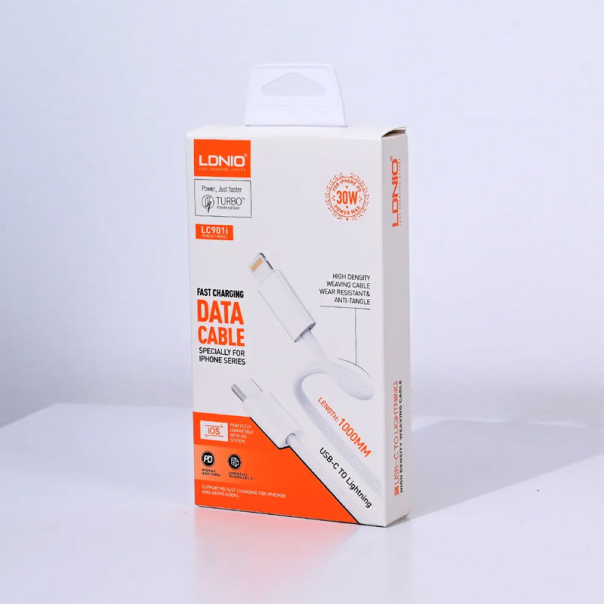 Kabel LDNIO LC901i 30W Type-C na iPhone Lightning beli 1m - 613489
