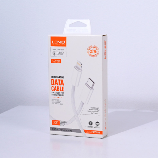 Kabel LDNIO LC902-i 30W Type-C na iPhone Lightning beli 2m - 613491
