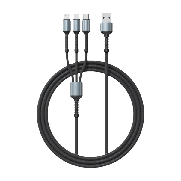 Kabel LDNIO LC93 za iPhone lightning/Micro USB/Type C 3.4A sivi 1.2m - 620123