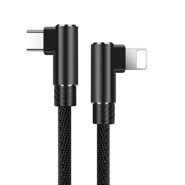 Kabel Lightning na Type-C Elbow crni 1m - 615386