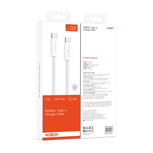 Kabel Moxom LX-CB907 Type-C na Type-C beli 1m - 613685