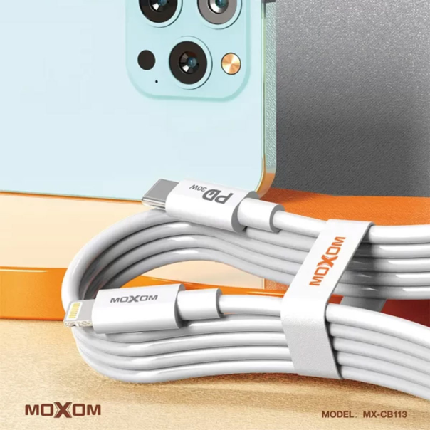 Kabel Moxom MX-CB113 PD 30W na Type-C na iPhone Lightning beli 1m - 613686