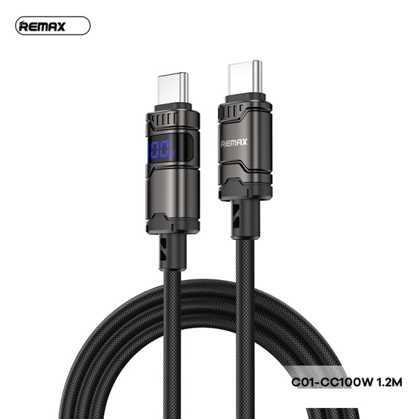 Kabel Remax C01 ZINC Alloy braided Type-C na Type-C 100w sa ekranom 1,2m crni - 615490