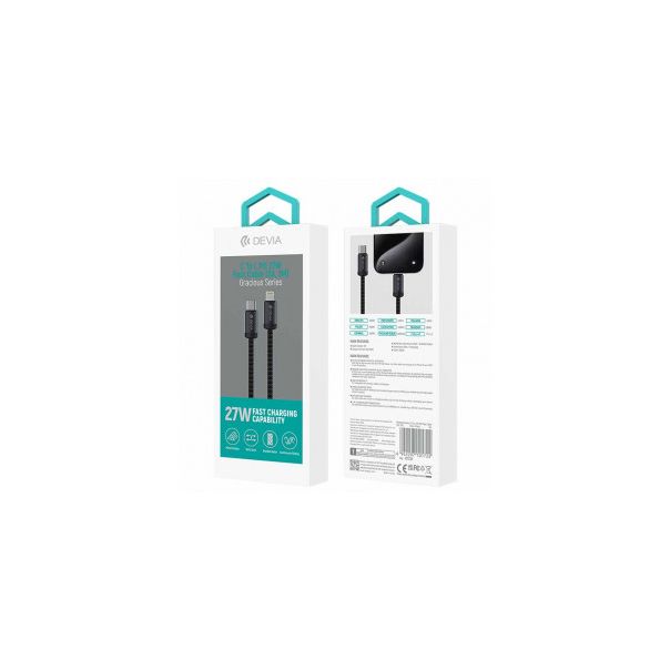 DEVIA Kabl Gracious Series Type-c na Lightning 3A 1M, crna - 24808-1