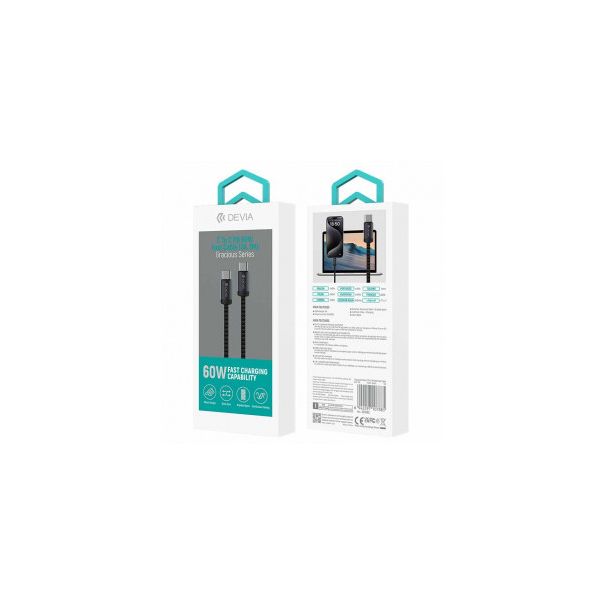 DEVIA Kabl Gracious Series Type-c na Type-c 3A 1M, crna - 24818