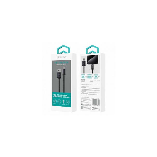DEVIA Kabl Gracious Series Usb Type-c 2A 1m, crna - 24817