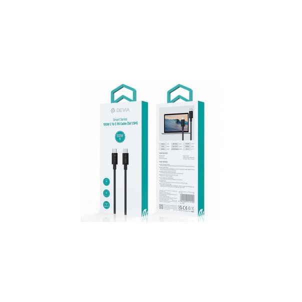 DEVIA Kabl Smart Series Type-c na Type-c PD 1,5M 100w, crna - 24814