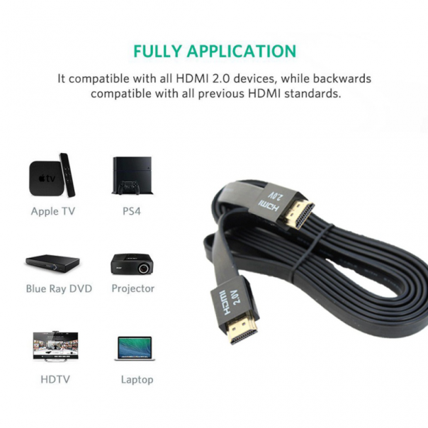 Kabl Flet HDMI na HDMI JWD-04 bakarni 2.0V Flat 1.5m - 85446