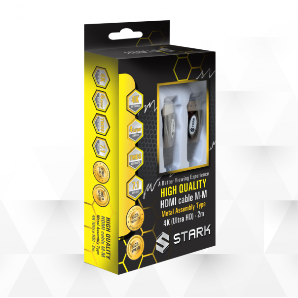 STARK Kabl HDMI M-M, pozlaćen 4K(Ultra HD), metalno kućište, podržava 3D, 2m - 69399