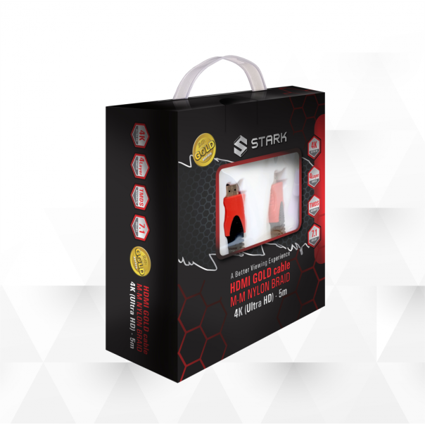 STARK Kabl HDMI M-M pozlaćen 4K(Ultra HD),pleteni sa zaštitom od 4 sloja 5m - 69404