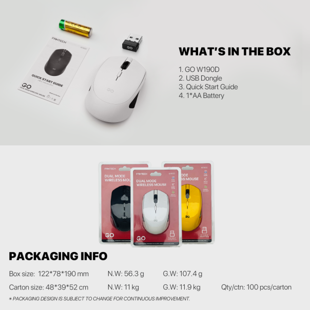 Kancelarijski Wireless miš Fantech W190 zuti - 222350