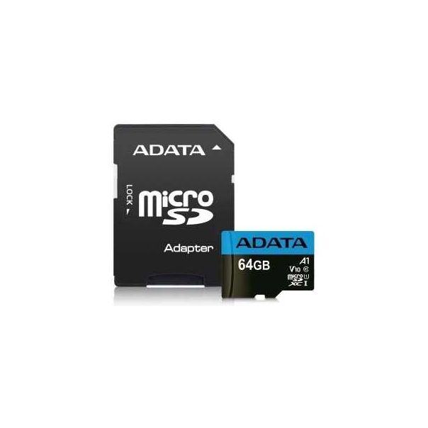 ADATA UHS-I MicroSDXC 64GB class 10 + adapter AUSDX64GUICL10A1-RA1 - KAR00488