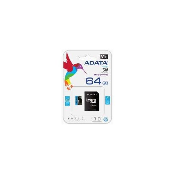 ADATA UHS-I MicroSDXC 64GB class 10 + adapter AUSDX64GUICL10A1-RA1 - KAR00488