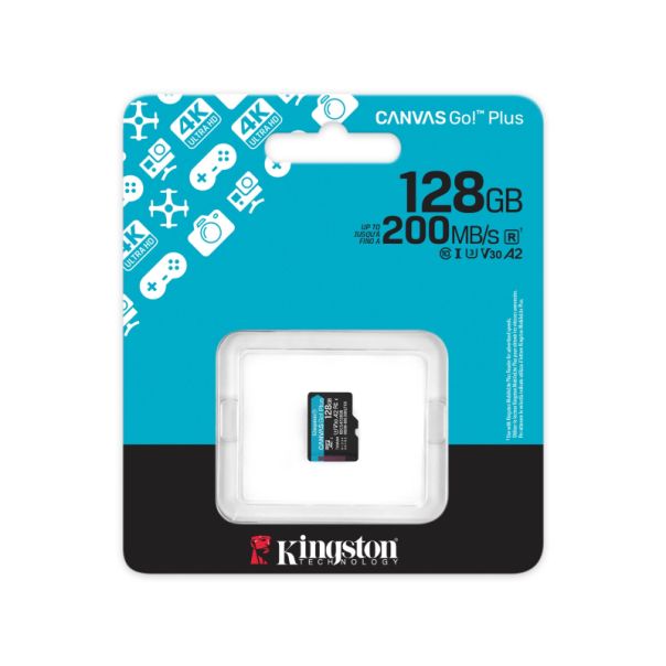 KINGSTON Memorijska kartica U3 V30 microSDXC 128GB Canvas Go Plus 200MB/s A2 SDCG4/128GBSP - EP3132927