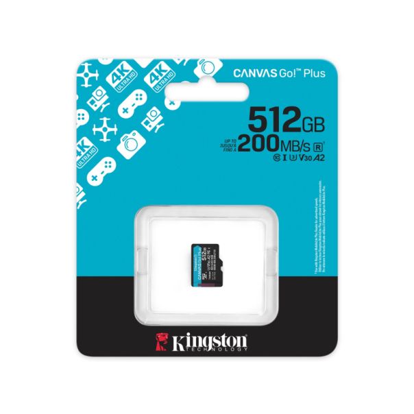 KINGSTON Memorijska kartica U3 V30 microSDXC 512GB Canvas Go Plus 200MB/s A2 SDCG4/512GBSP - EP3132930