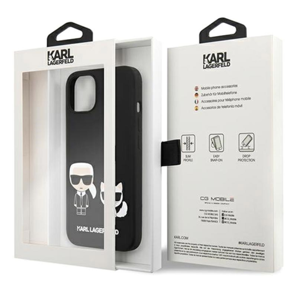 Maska za iPhone 13 crna Karl Lagerfeld Silicone Case Karl&Choupette - KLHCP13MSSKCK