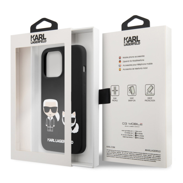 Maska za iPhone 13 Pro 61 in crna Karl Lagerfeld Silicone Case Karl&Choupette - KLHCP13LSSKCK
