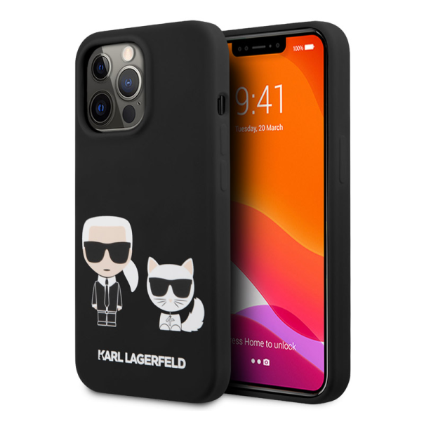 Maska za iPhone 13 Pro 61 in crna Karl Lagerfeld Silicone Case Karl&Choupette - KLHCP13LSSKCK