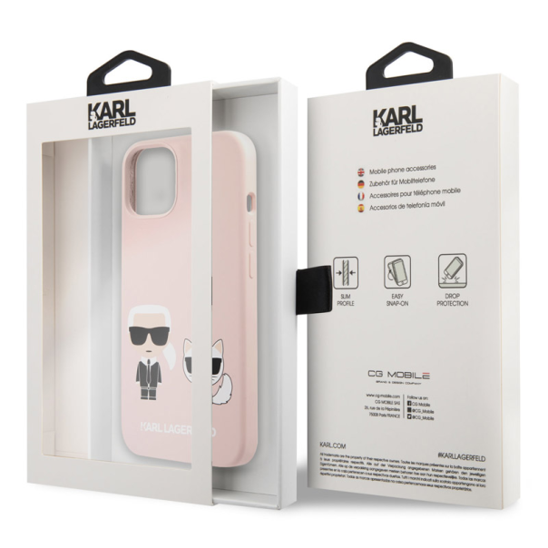 Maska za iPhone 13 Light Pink Karl Lagerfeld Silicone Case Karl&Choupette - KLHCP13MSSKCI
