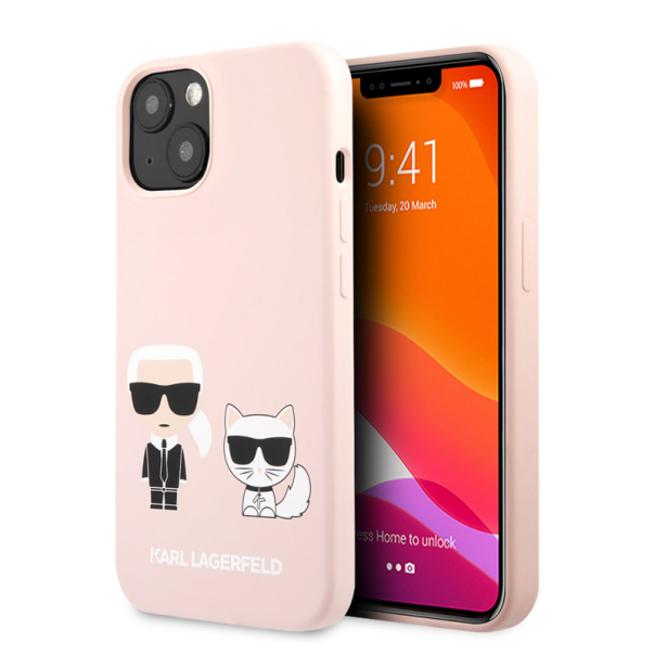 Maska za iPhone 13 Light Pink Karl Lagerfeld Silicone Case Karl&Choupette - KLHCP13MSSKCI