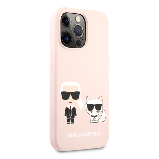 Maska za iPhone 13 Pro Light Pink Karl Lagerfeld Silicone Case Karl&Choupette - KLHCP13LSSKCI