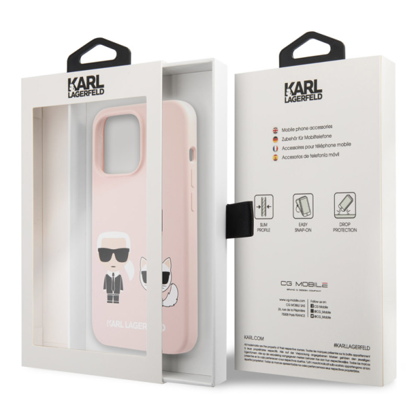 Maska za iPhone 13 Pro Light Pink Karl Lagerfeld Silicone Case Karl&Choupette - KLHCP13LSSKCI