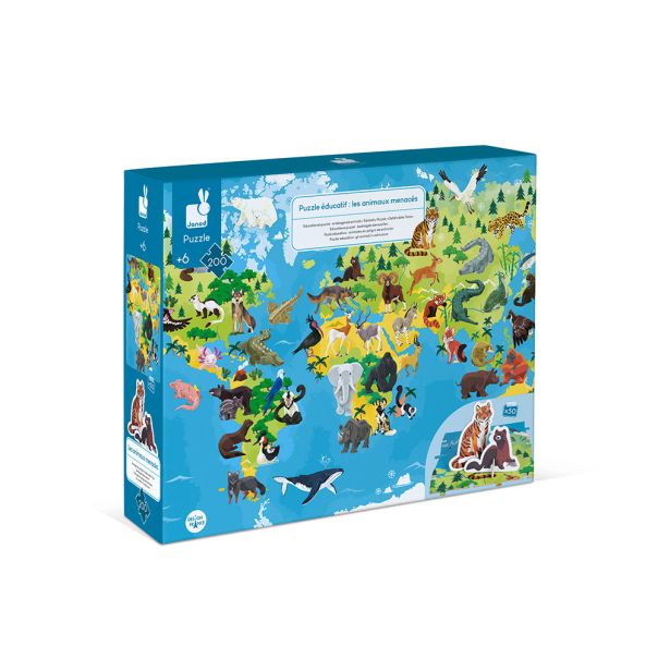 JANOD 3D  Puzzle Ugrožene životinjice - 200 delova - J02676-1