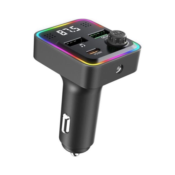 KETTZ FM Transmiter i Punjač Floyd – 2×USB QC3.0 + Type-C PD30W, LED - EP3108396