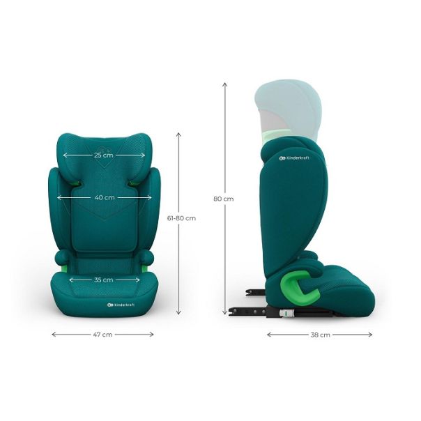 KINDERKRAFT auto sedište junior fix 2 plus i-size 100-150cm green - EP3080297