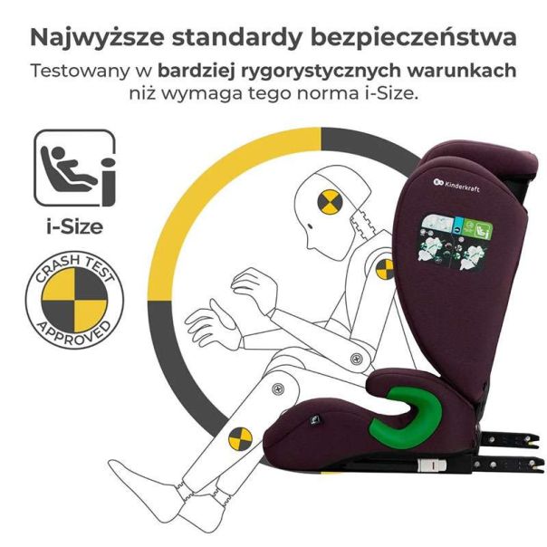 KINDERKRAFT Auto sedište Junior fix I-size, bordo - KCJUFI20RED0000