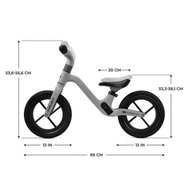 KINDERKRAFT Bicikl balance bike Xploit, siva - KRXPLO00GRY0000