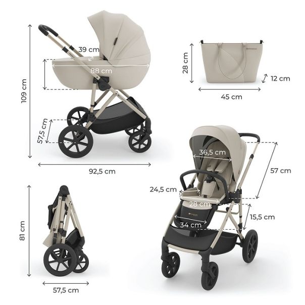 KINDERKRAFT kolica 3u1 prime 3 beige - EP2805866