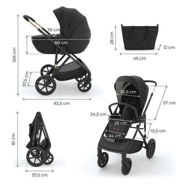KINDERKRAFT kolica 3u1 prime 3 black - EP2805869