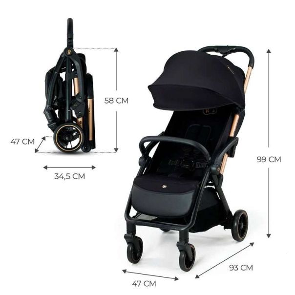 KINDERKRAFT Kolica za bebe Apino raven, crna - KSAPIN00BLK0000