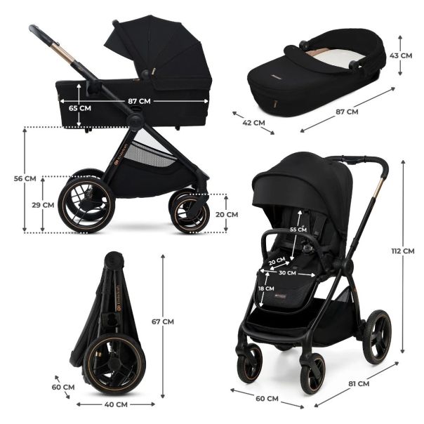 KINDERKRAFT kolica za bebe Nea 2 2u1, crna - KSNEA002BLK20