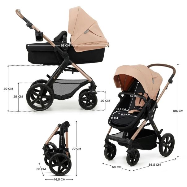 KINDERKRAFT Kolica za bebe 3u1 Moov 2, bež - KSMOOV02BEGEV00