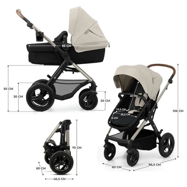 KINDERKRAFT Kolica za bebe 3u1 Moov 2, siva - KSMOOV02GRYEV00