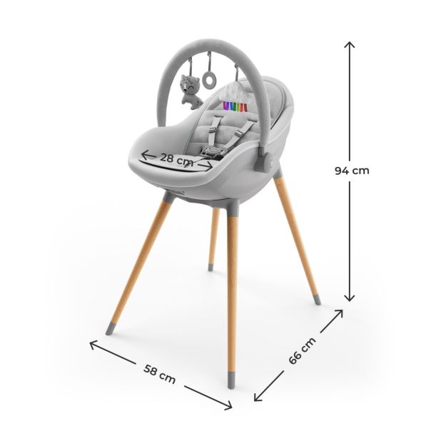KINDERKRAFT stolica za hranjenje 2u1 fini up grey - EP2916631